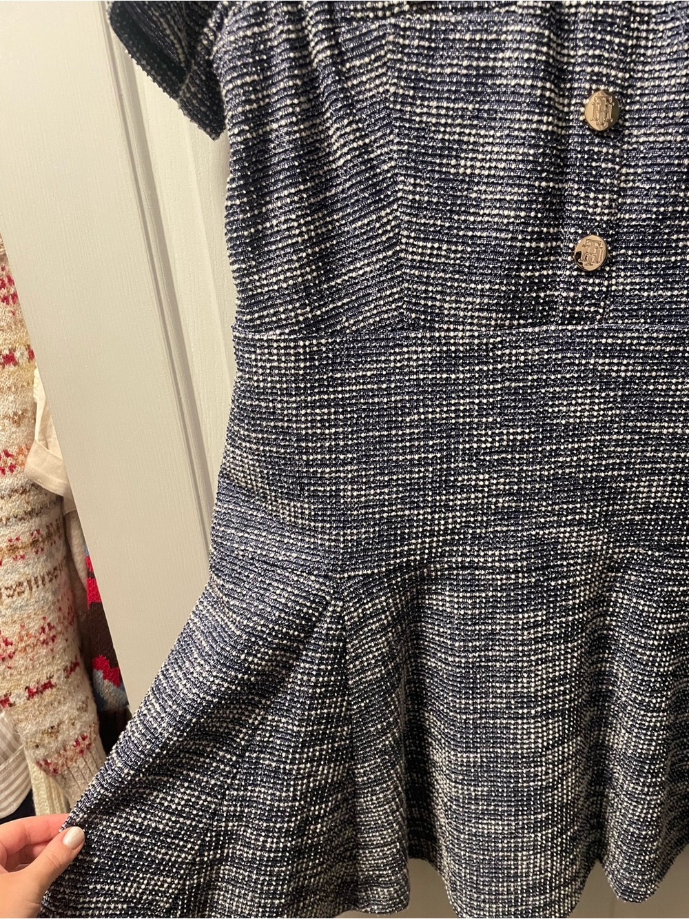 Tommy Hilfiger Navy Tweed Dress - Picture 2 of 5